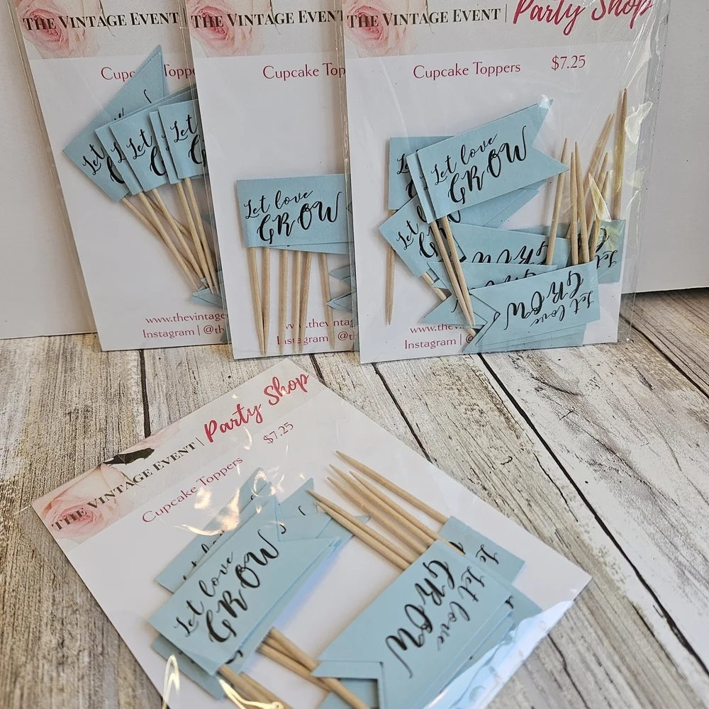48- Blue THANK YOU Cupcake Toppers